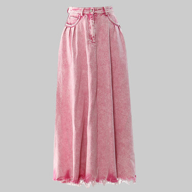 Spring Summer Heavy Industry Washed Denim Long Skirt Personality